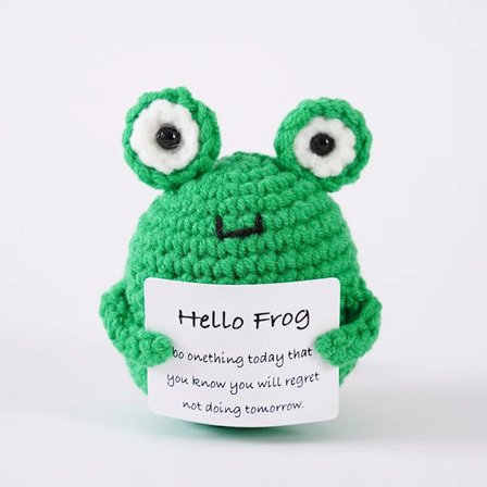 Handgjord Stickad Positiv Energi Bi-kram Fickdocka Med Bekräftelsekort Personlig Virkad Bidocka Hemrum Dekoration