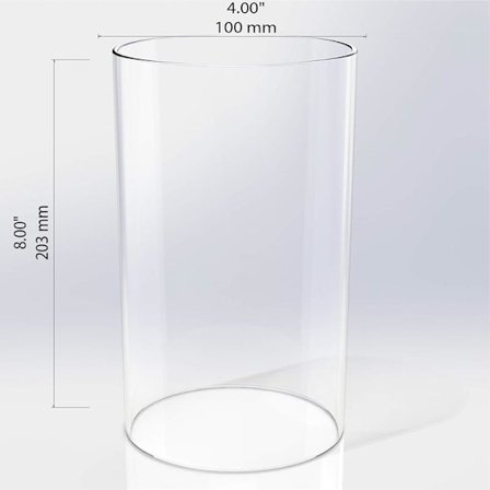 Stor Glaslanterne til Orkanlys, Åben i Begge Ender, 10 cm Bred x 20 cm Høj Klar[CH] Klar