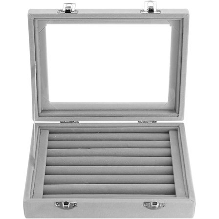 Fløyels smykkeskrin, 7 spor ring arrangør boks