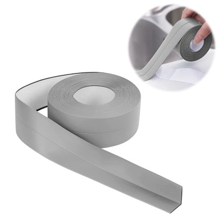 Badtetning - 3,2m*55mm selvklebende PVC vanntett tetningslist - selvklebende fleksibel sokkellist