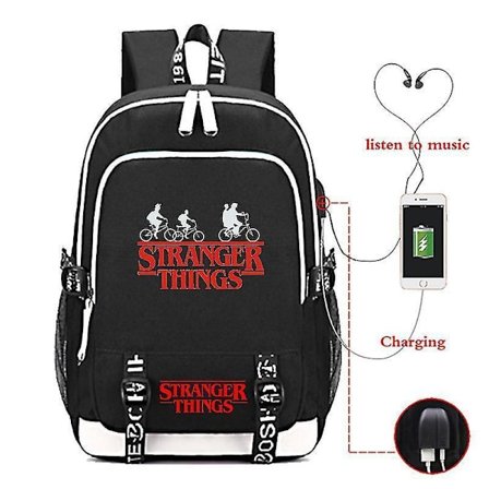 Stranger Things Usb Rechargeable Backpack Outdoor Travel Backpack Trend Student School Bag-style B