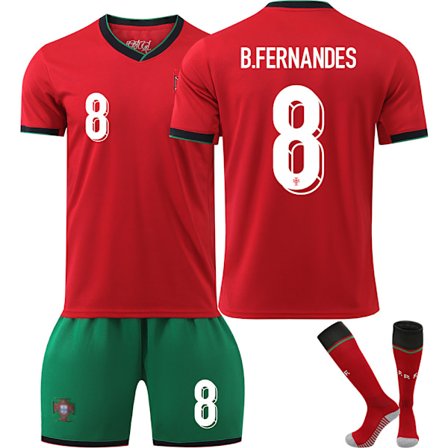 2425 Portugal Jersey UEFA Euro Børnefodboldtrøjesæt nr. 8 B.FERNANDES