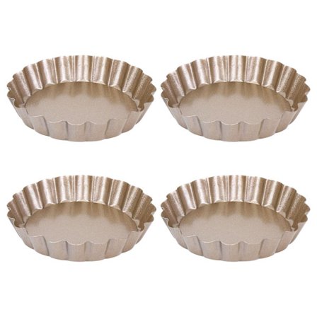 Tærteform, 4" Mini Quicheform Aftagelig Bund Non-Stick Tin Til Ovn Bagning Kulstofstål Guld