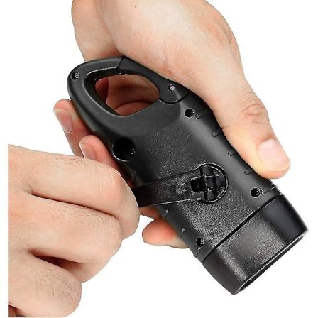 Laderbar Sol-lommelykt, Led Håndsveiv Dynamo Nødlys Med Karabinkrok For Vandring Reise Camping Klatring, Svart