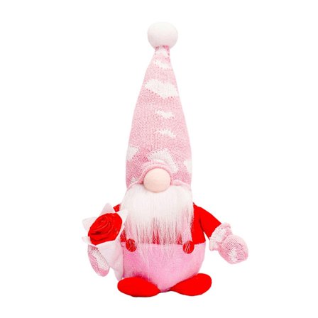 Alla hjärtans dag-gnom med LED-ljus Ansiktslösa dockor Ornament Gammal man med ros