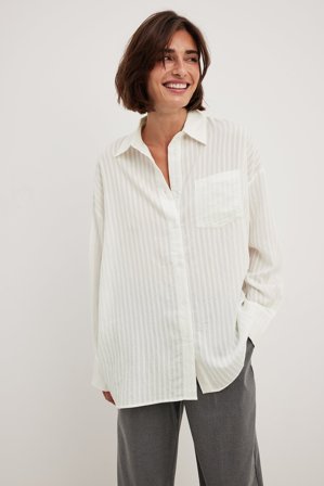 NA-KD - Skjorte med struktur - Skjorter - Hvit - EU 34