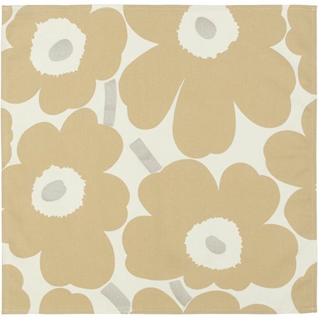 Marimekko Pieni Unikko serviett 43x43 cm, 6-pakning' - 'Off white, sølv, beige