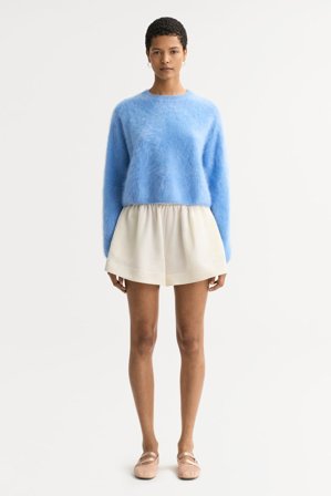 Soft Goat - Brushed crewneck - Women cashmere sweater - XS - Azure