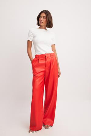 NA-KD Trend Pantalon évasé en similicuir - Pantalons flare - Rouge - EU 32
