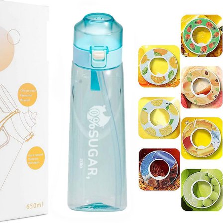 Luftvandflaske 650ml – 7 Smagskapsler | 0 Sukker & Duftende | Suprør