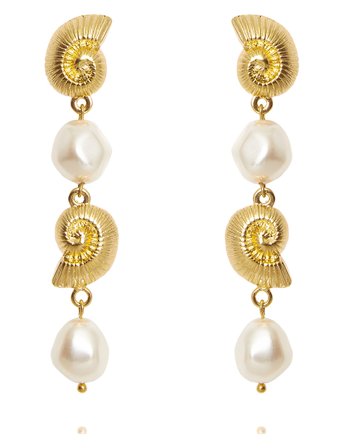 Caroline Svedbom Shell Pearl Earrings - Gold - ONE SIZE