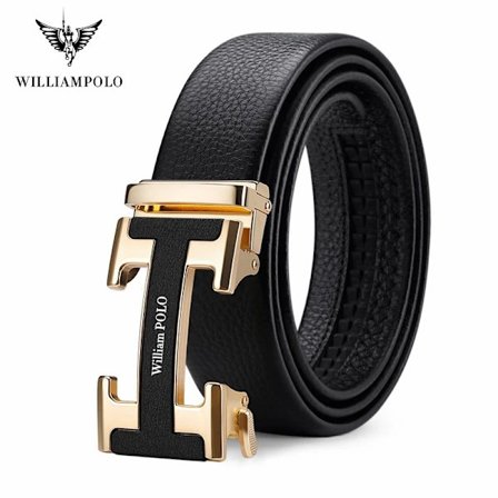 WILLIAMPOLO Berømt Merke Belte Menn Topp Kvalitet Ekte Luksus Kuskinn Belter for Menn Stropp Mann Metall Mote Automatisk Spenne