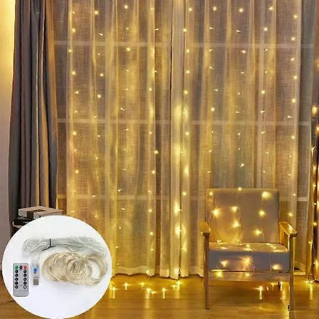 3M LED Ljusslinga Girlang LED Festong Gardin Lampa Fjärrkontroll USB Gardin Ljusslingor Juldekoration För Hemmet