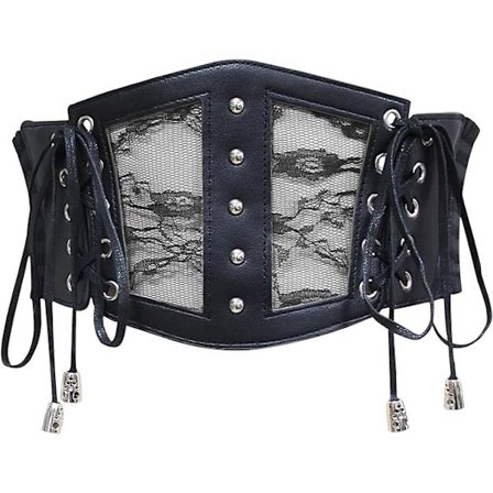 Korsett bälte för kvinnor-S (svart) spets läder korsett snörning elastiskt bälte retro cinch bälte