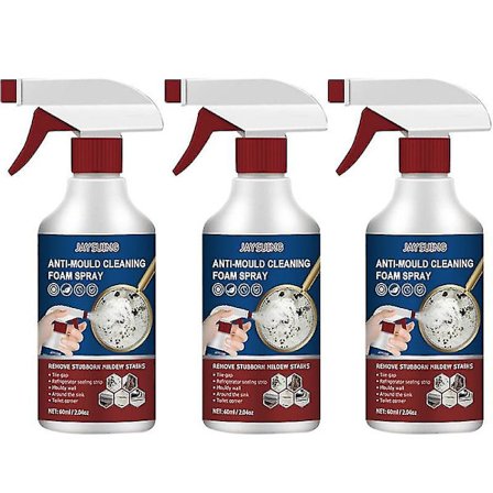 HK 3x Muggsopprensespray Hjemmevegg Muggflekker Fjerner Sprayrenser Husholdningsfjerningsspray For Bad Kjøkkenvask Ren Kr