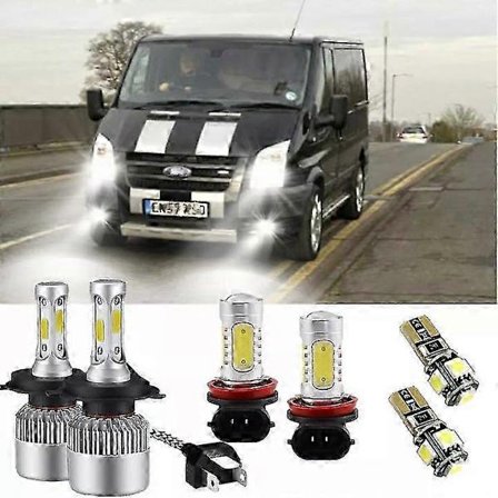 Til Ford Transit MK7 55w Hvid 6000K HID Hi/Lo/Fog/Side LED Pærer Sæt Edition 0909