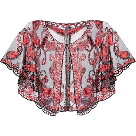 Naisten 1920-luvun Charleston-huivi, paljetein koristeltu ja helmikirjailtu iltahuivi ja -viitta iltapukuihin/juhliin/häihin/juhlatilaisuuksiin/Harlem