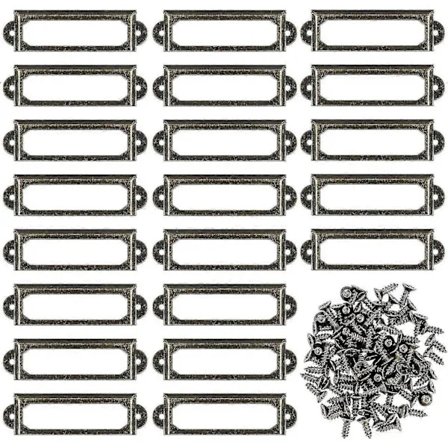 50 stk. Metal Etiketholdere Med Skruer Til Møbelskuffer Skabe Kort Navneskilte - Bronze (s-60 X 17mm) -Qin