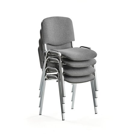 Stol, 4-pack, ljusgrå, krom