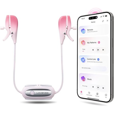 Vibrerende Brystvorteklemmer, Bluetooth Justerbar Brystvortestimulator med App Fjernbetjening, Genopladeligt Legetøj til Kvinder Mænd Par Leg Tofarvet