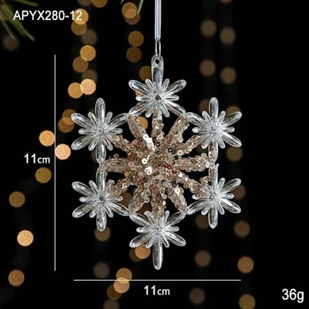 Julepynt Sequin Akryl Hængende Transparent Snefnug Butterfly Elk Juletræ Pynt Glædelig Jul (FMY)