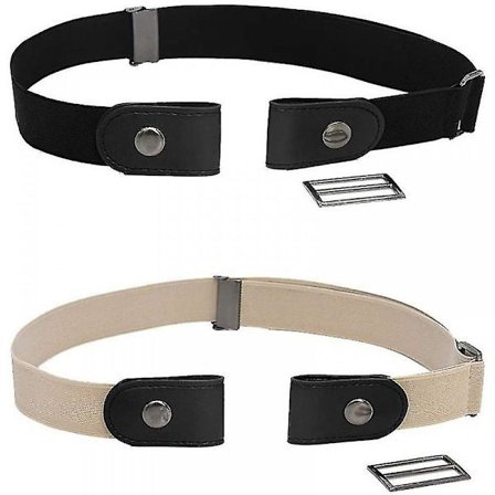 Belte uten spenne, 2 stk. usynlig stretchbelte elastisk belte uten spenne