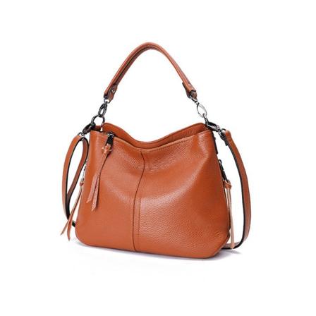 Kvinde læder håndtaske Casual Stor kapacitet første lag okselæder Enkel All-Match blød crossbody taske Yellowish brown