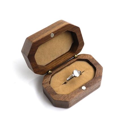 Retro valnöt smycken ringbox örhängen ring halsband förvaringsbox