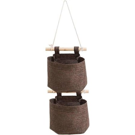 Vægophængt garderobeskab opbevaringspose stabelbar organizer diverse beholdere magasinlommer soveværelse forsyning farve: Brun 2 RYR