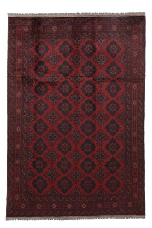 Afghan Khal Mohammadi Teppe Håndknyttet 200X292 Svart/Mørk Rød