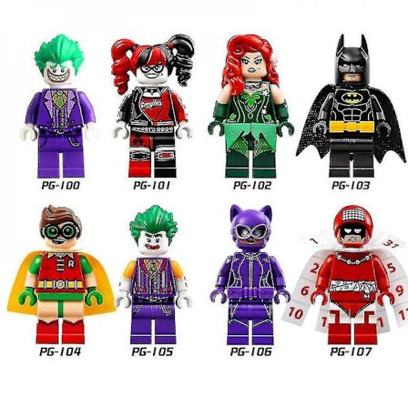 8 stk. Superhelt Montert Dukke Klovn Batman Kalender Person Robin Pedagogisk Leke