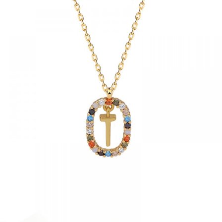 Halsband för kvinnor, flickor guldpläterat bokstavshalsband med bokstav T smyckesgåva fru årsdag födelsedag