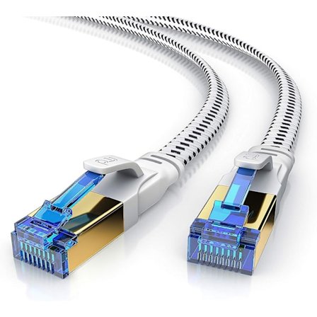 - 10m - Cat.8 fladt Ethernet-kabel - 8.1 Standard - Lan-netværkskabel - 40000 Mbit - Patchkabel - Pimf -