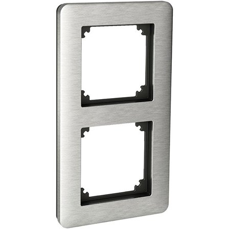 Schneider Electric Exxact Solid Kombinasjonsramme stål 2-rom, Strømbrytere & vegguttak