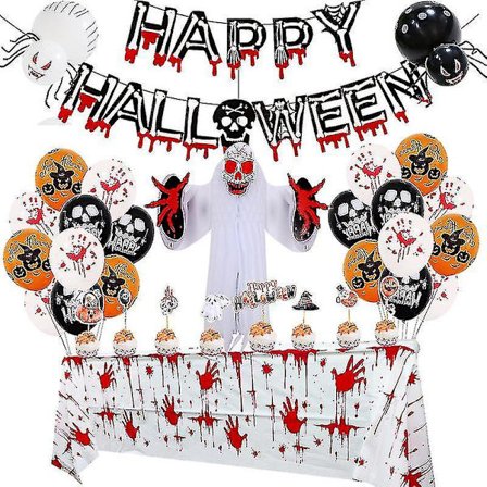 Happy Halloween Balloons Hanging Garland Banner Blood Skulls, Pumpkin Door Hanging Party Decors Set #jc