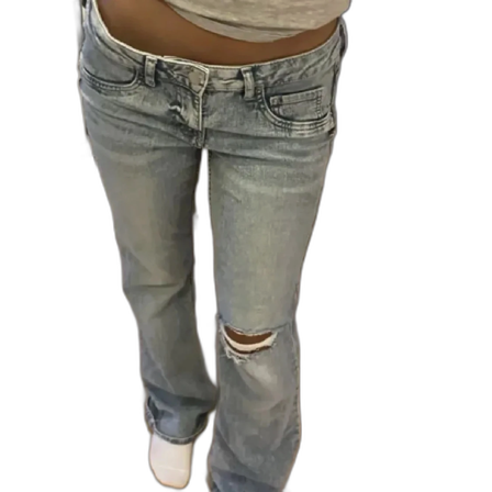 Ljusblå bootcut low waist