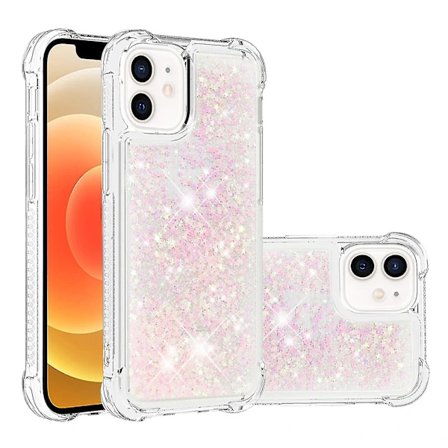 iPhone 12 Mini Skal Glitter Flytande Transparent Bling Bling Kristallklar Flytande Snabbsand Silikon, A