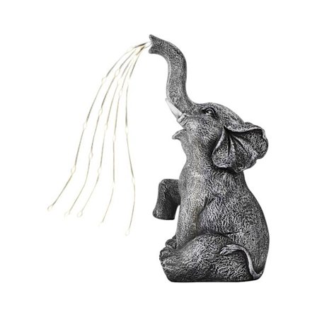 Solcelle Elefant Lys, Udendørs Elefant Statuer med Solcellelanterner, Vandafvisende Harpiks Elefant Dekoration til Have Parker Græsarealer