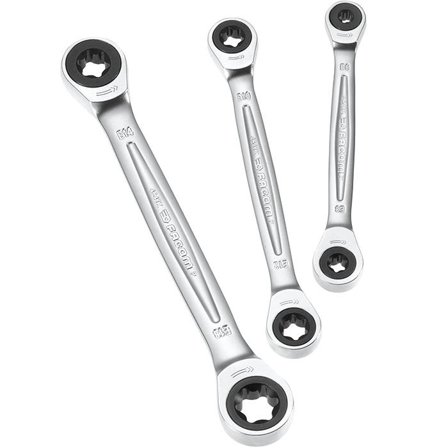 Facom 464TX.J3PB Ringnyckelsats 3 delar, mm, med spärr, Handverktyg