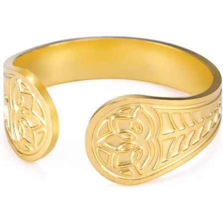 Lotusringar för Kvinnor Guld Rostfritt Stål Paradise Blomma Justerbar Vintage Smycken Buddha Ring Yoga Vigselring Andliga Smycken Gåva