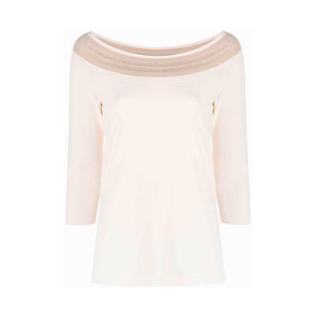 D.Exterior Metallic striped knitted top inbo, Dame