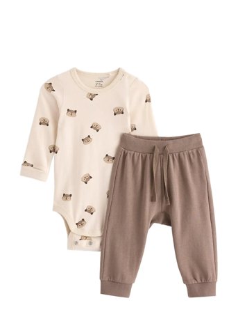 Lindex Set Body Trousers Bf Raccoon - Cream - 80