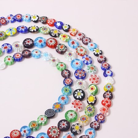 4 strenge håndlavede glasperler strenge blandede farver afstandsperler