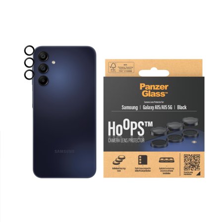 Panzer Hoops Black Camera Lens Protector Samsung Galaxy A15 | 5G PanzerGlass - High quality tempered glass screen protector