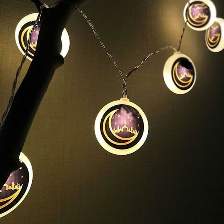 Ramadan Dekorlys Eid Mubarak LED Lyslenke 20 LED Måne Stjerne