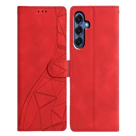 Kompatibel med Samsung Galaxy S25 Etui Pungstativ Præget Trekantsmønster Læder Telefon Flip Etui-lingling} Multicolor