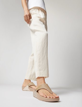 FitFlop Lulu Shimmerlux Toe-Post Sandals - Beige - 40