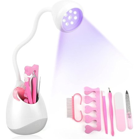 Manikyrverktygsset med UV LED-lampa, professionell nagelborr, nagelfil, poleringsremsa, nagelfilsset