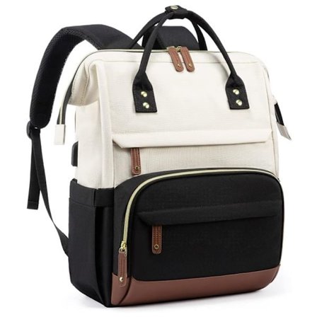 Laptop Ryggsekk Dame 15.6 tommer, med USB-port for Arbeid, Business, College, Reise, Ryggsekk for Lærer Sykepleier, Svart