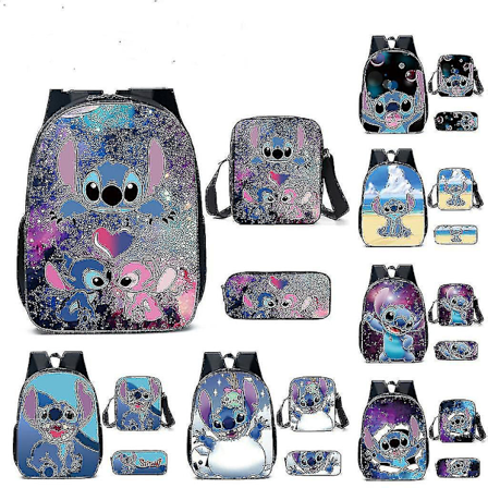 Lilo og Stitch Ryggsekk Gutter Jenter Tredelt Skolesekk Pattern 11